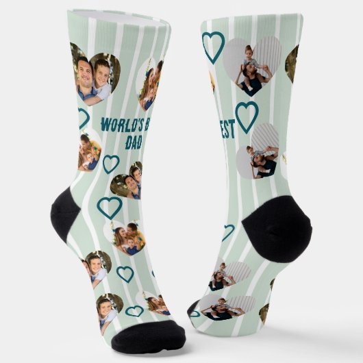 Benutzerdefinierte 3-Foto-Herzen-Collage Bester Va Socken (Gewinkelt)