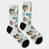 Benutzerdefinierte 3-Foto-Herzen-Collage Bester Va Socken (Rechts)