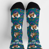 Benutzerdefinierte 3-Foto-Herzen-Collage Bester Va Socken (Oben)