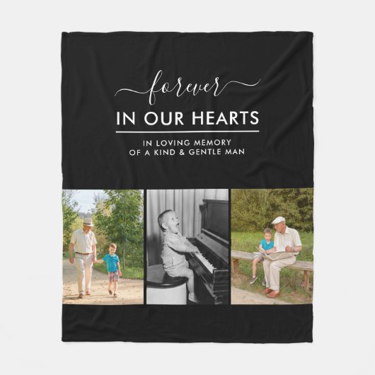 Benutzerdefinierte 3-Foto-Weiß in Speicherschwarz Fleecedecke (Vorderseite)