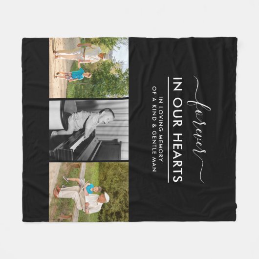 Benutzerdefinierte 3-Foto-Weiß in Speicherschwarz Fleecedecke (Vorderseite (Horizontal))
