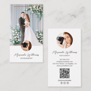 Benutzerdefinierte 3 Fotos QR Social Media Icons F Visitenkarte
