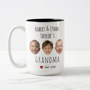 Benutzerdefinierte 3 Kinder-Gesichter & Namen Pers Zweifarbige Tasse