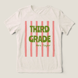 Benutzerdefinierte 3. Klasse Schulstreifen Lehrer  Tri-Blend Shirt