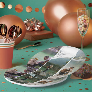 Benutzerdefinierte 3 vertikale Fotocollage-Papiert Pappteller