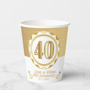 Benutzerdefinierte 40. goldene Hochzeitsjubiläum o Pappbecher