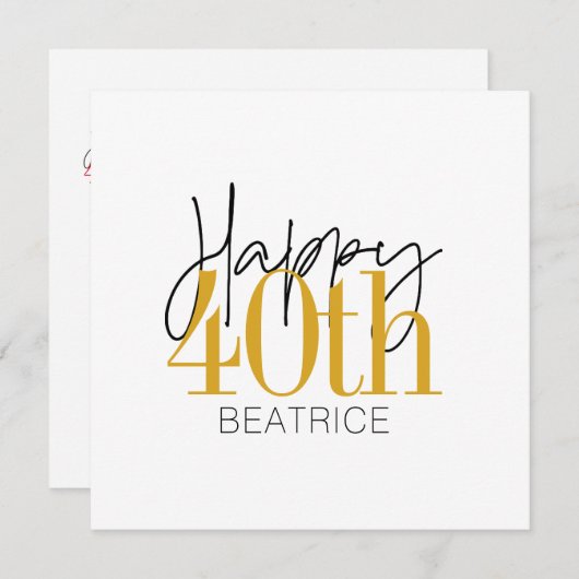 Benutzerdefinierte 40. Happy Birthday Card (Vorne/Hinten)