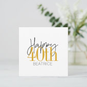 Benutzerdefinierte 40. Happy Birthday Card (Stehend Vorderseite)