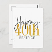 Benutzerdefinierte 40. Happy Birthday Card Postkarte (Vorne/Hinten)