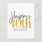 Benutzerdefinierte 40. Happy Birthday Card Postkarte (Vorderseite)