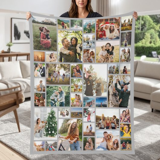 Benutzerdefinierte 42-Foto-Collage Fleecedecke