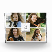Benutzerdefinierte 4-Bilder-Collage mit Monogramm  Fotoblock (Vorderseite)