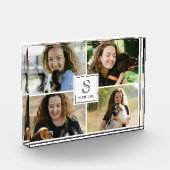 Benutzerdefinierte 4-Bilder-Collage mit Monogramm  Fotoblock (Links)