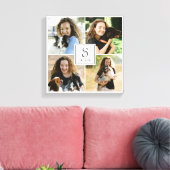 Benutzerdefinierte 4-Foto-Collage mit Monogramm un Leinwanddruck (Insitu (Wohnzimmer))