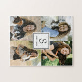 Benutzerdefinierte 4-Foto-Collage mit Monogramm un Puzzle (Horizontal)