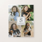 Benutzerdefinierte 4-Foto-Collage mit Monogramm un Puzzle (Vertikal)