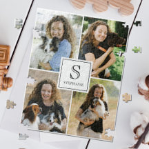 Benutzerdefinierte 4-Foto-Collage mit Monogramm un