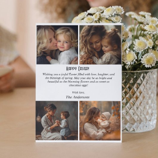 Benutzerdefinierte 4-Foto-Collage Osterpostkarten Einladung
