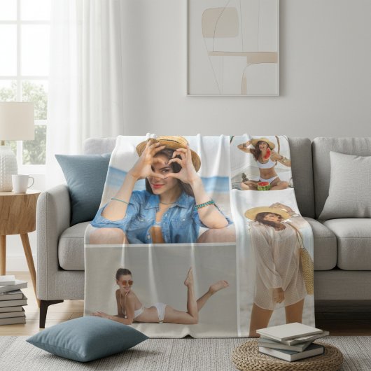 Benutzerdefinierte 4-Foto-Collage Personalisierte Fleecedecke