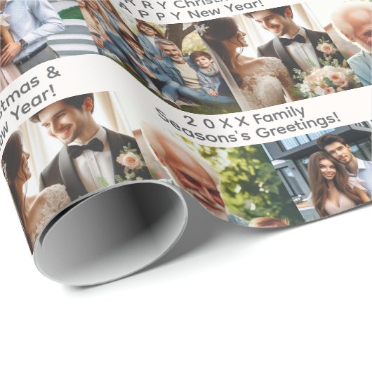 Benutzerdefinierte 4-Foto-Familienfreunde-Anlässe Geschenkpapier (Rolleneckpunkt)