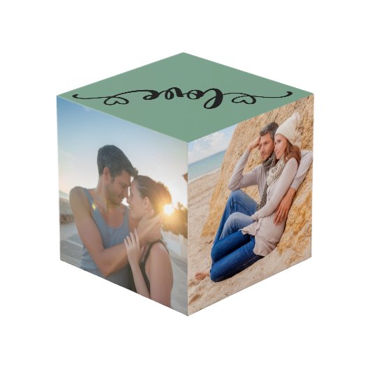 Benutzerdefinierte 4-Foto-Minze-Sage-Liebe mit Her Würfel (Rückseite Schrägansicht)