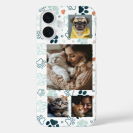 Benutzerdefinierte 4-Foto-Slots & Pawprints iPhone 16 Hülle