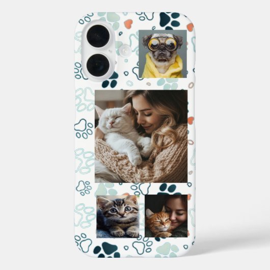 Benutzerdefinierte 4-Foto-Slots & Pawprints Case-Mate iPhone Hülle (Rückseite)