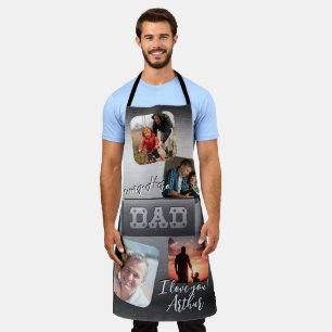 Benutzerdefinierte 4-Foto-Vater-Tag-Grill aus gebü Schürze
