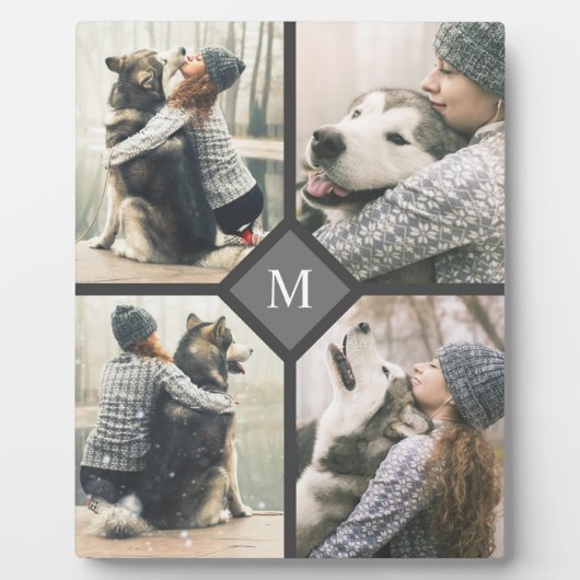 Benutzerdefinierte 4-Foto-Vorlage mit Monogramm Fotoplatte (Vorderseite)