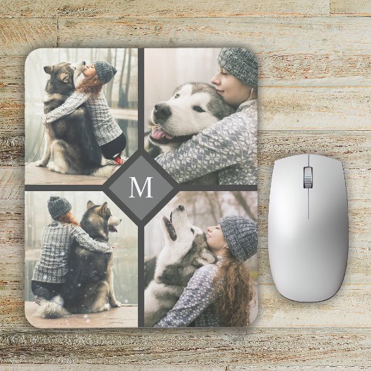 Benutzerdefinierte 4-Foto-Vorlage mit Monogramm Mousepad