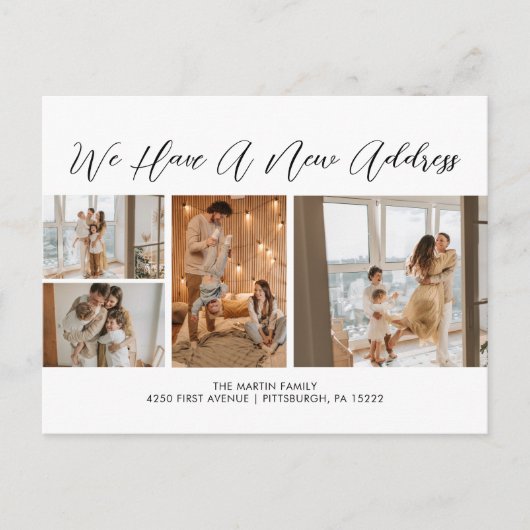 Benutzerdefinierte 4 Fotos Schwarz-weiße Lässige S Postkarte (Vorderseite)