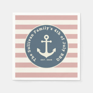 Benutzerdefinierte 4. Juli BBQ Familienname Nautic Serviette