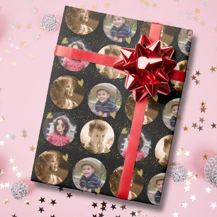 Benutzerdefinierte 4-Kreis-Foto-Collage Schwarz un Geschenkpapier