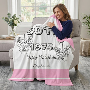 Benutzerdefinierte 50. Geburtstagsdecke für Frauen Fleecedecke