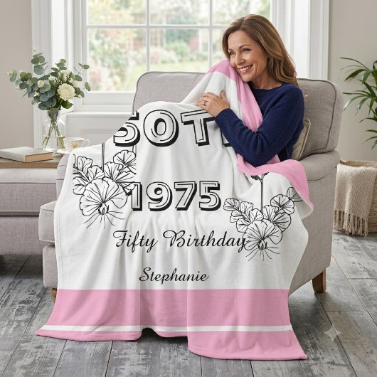 Benutzerdefinierte 50. Geburtstagsdecke für Frauen Fleecedecke