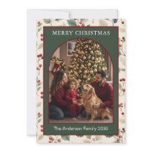 Benutzerdefinierte 5-Foto-Weihnachtskarte Arch Grü