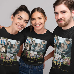Benutzerdefinierte 6-Familien-Foto-Collage-Textvor T-Shirt