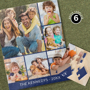 Benutzerdefinierte 6-Foto-Collage Familienname Min Puzzle