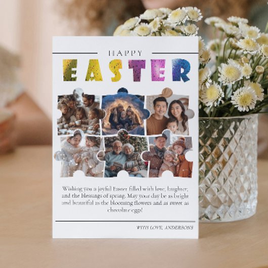 Benutzerdefinierte 6-Foto-Collage Osterpostkarte Einladung