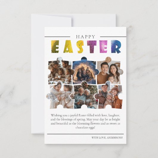 Benutzerdefinierte 6-Foto-Collage Osterpostkarte Einladung (Vorderseite)