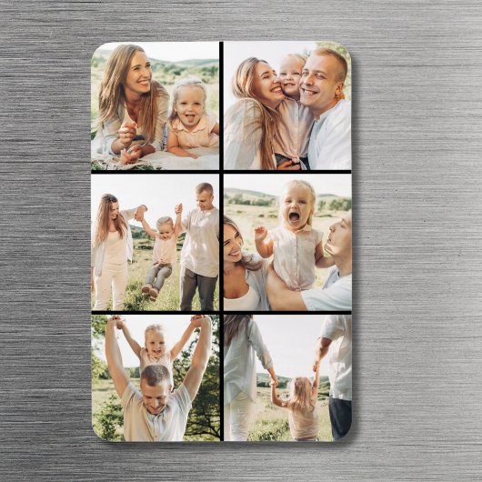 Benutzerdefinierte 6-Foto-Schwarz-Collage Modern E Magnet