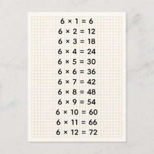 Benutzerdefinierte #6-Mal-Tabelle (für Kinder und Postkarte