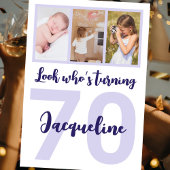 Benutzerdefinierte 70. Geburtstag Lila Skriptfotog Einladung