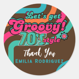 Benutzerdefinierte 70er Retro-Disco-Birthday-Boogi Runder Aufkleber