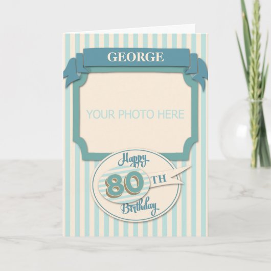 Benutzerdefinierte 80. Geburtstagskarte - Name und Karte (Vorderseite)