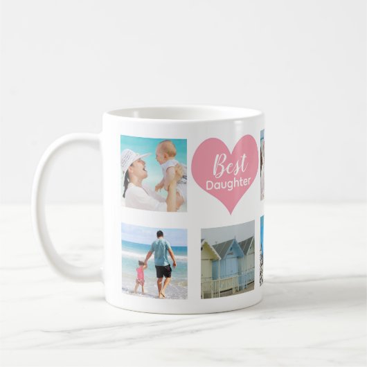 Benutzerdefinierte 8-Foto-Beste Tochterkollektion Kaffeetasse (Links)