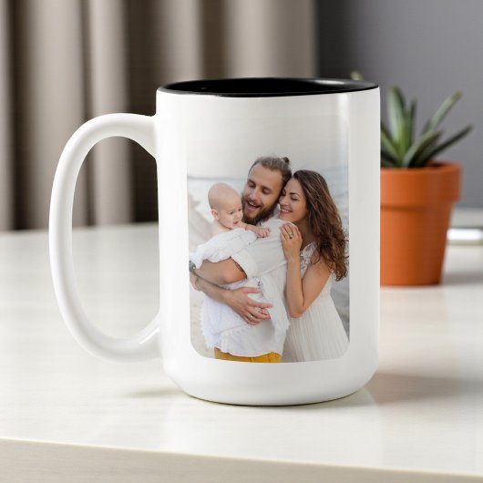 Benutzerdefinierte abgerundete Ecken Foto Familie Zweifarbige Tasse