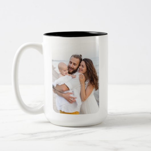 Benutzerdefinierte abgerundete Ecken Foto Familie Zweifarbige Tasse (Links)
