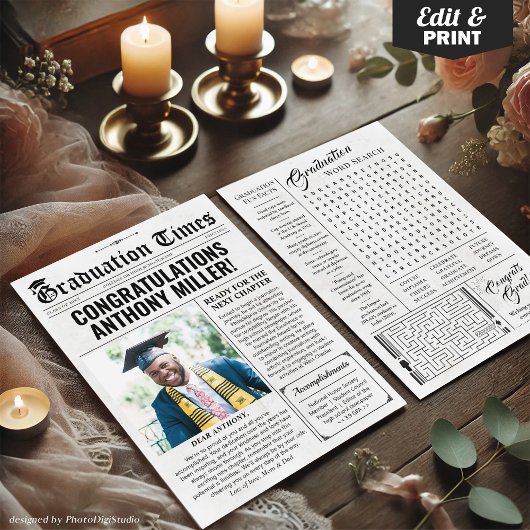 Benutzerdefinierte Abschluss-Zeitung Einmalige Abs Feiertagskarte