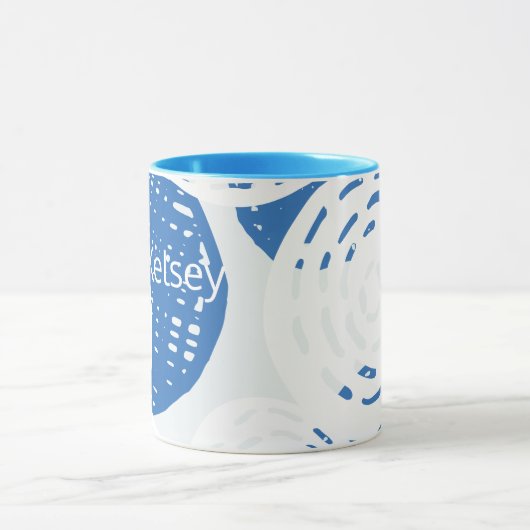 Benutzerdefinierte Abstrakte Blau- und Weißkreissc Tasse (Zentrum)